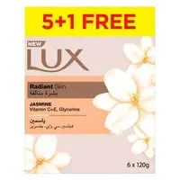 Lux Soap Radiant Skin Velvet Jasmine Flower, Jasmine And Almond Oil 120g x5 +1