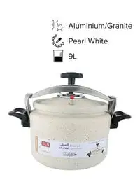 Alsaif Al Saif Aluminium Granite Pressure Cooker Pearl White 9L