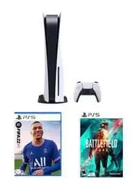 Sony PlayStation 5 Console (Disc Version) With Controller With FIFA 22 PS5 (Arabic/English) + Battlefield 2042 PS5