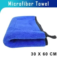 Generic Automotive Detailing Dual Layer Microfiber Ultra-Thick Plush Microfibre Car Drying Luxury Towel 30 X 60 cm Blue 1 Pcs
