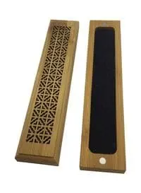 Generic Wooden Incense Stick Burner Holder Beige/Black 15x3x2.5centimeter