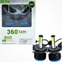 360° LED Headlight Bulb Head Light LED Conversion Kit for Cars ,High Temperature 6000K / 800W/ V in 9-30V - 2 pcs Set - H4