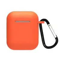 Generic Protective Silicone Airpods Case Shock Proof With Carabiner, Orange