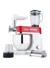 Jano 5 In 1 Hyper Stand Mixer, 1200W, White/Red - JN1213