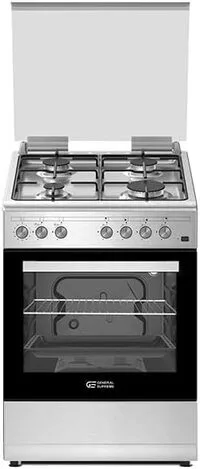 General Supreme Gas Cooker, Size 60 * 60cm, 4 Burners, Full Safety, Grill, Self Ignition, Steel, Turkish (Installation Not Included)