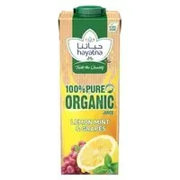Hayatna 100% Pure Organic Lemon Mint And Grapes Juice 1L