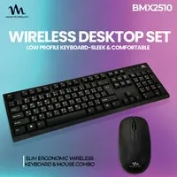 Wireless Keyboard Mouse Combo Set Slim Low Profile Keyboard Ergonomic 1200dpi MIAMI TECHNOLOGY (BMX2510)