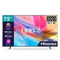 Hisense 75 Inch 4K Smart TV With Quantum Dot Colour Dolby Vision HDR DTS Virtual X Bluetooth And Wi Fi Large Screen Television - 75A7K (2023 Model)