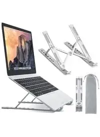 Sky-Touch Laptop Stand For Desk Adjustable Laptop Riser ABS+Silicone Foldable Portable Laptop Holder Ventilated Cooling Notebook Stand For Macbook Pro Air Lenovo Dell Hp Laptops And Tablet