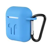 Generic Protective Silicone Airpods Case Shock Proof With Carabiner, Blue