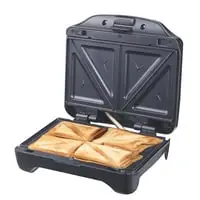 Geepas GSM5425 750W 2 Slice Sandwich Maker - Cooks Delicious Crispy Sandwiches - Cool Touch Handle, Automatic Temperature Control And Non-Stick Plate - Breakfast Sandwiches & Cheese Snack
