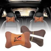 Generic 3Xr Car Seat Neck Rest, Head Rest, Head Cushion High Quality PU Rexin, 2 Pcs/Set Brown