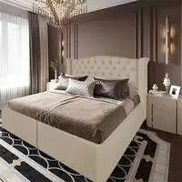 In House Al Dimashqi Linen Bed Frame - Single - 200x100cm - Light Beige