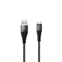 كابل Levore من USB إلى Type-C بطول 1.8 متر مجدول من النايلون - أسود