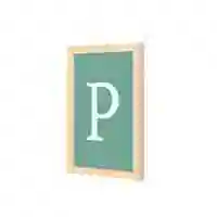 Lowha White P Letter Wall Art Wooden Frame Wood Color 23X33cm