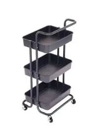 Roman Gifts 3 Tier Utility Rolling Storage Cart With Handles And Lockable Wheels, Brown, 43X36X86.5cm