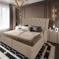 In House Taj Mahal Linen Bed Frame - Single - 200x120cm - Light Beige