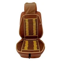 Generic Wood Beaded Seat Cover Cooling Ventilated Mesh Lumbar Back Brace Massage Support Cushion For Car Seat Chair-Premium Quality (Beige/Mixed Design) 1 Pcs