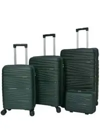 Morano Hard-Side Luggage Set For Unisex Polypropylene Lightweight 4 Double Wheeled Suitcase With Built-In TSA Type Lock (4 Pcs, Green)