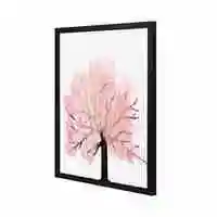 Lowha Pink White Tree Wall Art Painting With Pan Wooden Black Color Frame 43X53cm