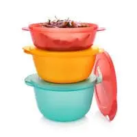 Tupperware Serve & Go Large Bowl Set Of 3, Mix Color, Plastic