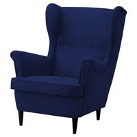 كرسي إن هاوس كينج فيلفيت بجناحين - أزرق داكن - E3