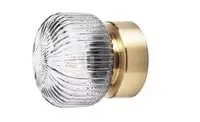 Wall lamp, wired-in installation, brass/grey clear glass