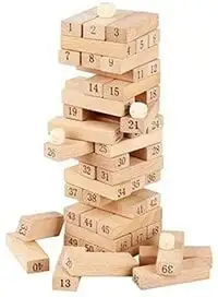 Generic 51 قطعة من لعبة مكعبات البرج العملاقة، لعبة التراص الخشبية العملاقة مع مجموعة نرد واحدة للبالغين والأطفال والأسرة