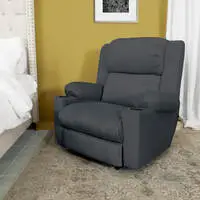 In House Velvet Rocking & Rotating Cinematic Recliner Chair With Cups Holder - Dark Grey - Lazy Troy