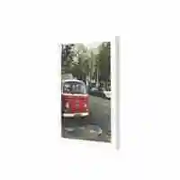 Lowha Red Volkswagen Wall Art Wooden Frame White Color 23X33cm
