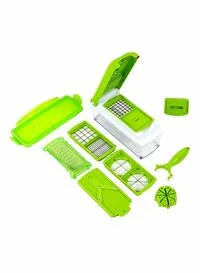 Generic - 11-Piece Fruit And Vegetable Chopper And Slicer Set White/Green