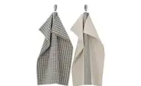 Tea towel, square stripe/grey beige50x70 cm,2pack