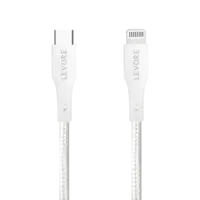كابل Levore USB-C إلى Lightning Nylon معتمد من MFI بطول 1.8 متر - أبيض