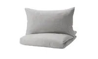 Duvet cover and pillowcase, dark grey/white150x200/50x80 cm