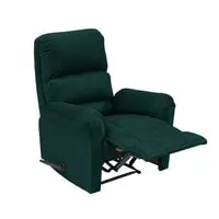 In House Velvet Rocking & Rotating Recliner Chair - Dark Green - AB09