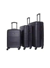 Parajohn 3-Piece Hard Side ABS Luggage Trolley Set 20/24/28 Inch, Black