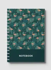 Lowha Spiral Notebook With 60 Sheets And Hard Paper Covers With Flamingos & Leaves Design, For Jotting Notes And Reminders, For Work, University, School