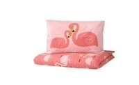 Duvet cover 1 pillowcase for cot, flamingo/pink110x125/35x55 cm