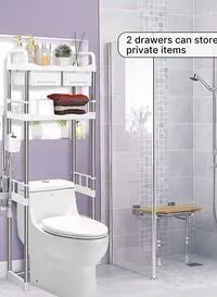Almufarrej Toilet Cabinet Rack Storage With Drawer, White, 69X26X144cm