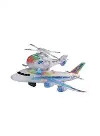 Child Toy Battery Operated Double Layer Bump And Go Action Airplane Toy With 4D Flash And Sound