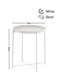 طاولة فولاذية مستديرة من زينهوم، ابيض، 45×53×45 سم