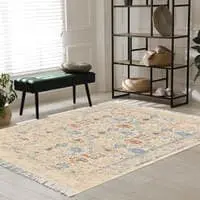 In House Velvet Turkish Rectangular Decorative Carpet - Multicolor - 120x80cm