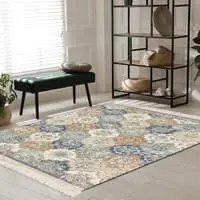 In House Velvet Turkish Rectangular Decorative Carpet - Multicolor - 180x120cm