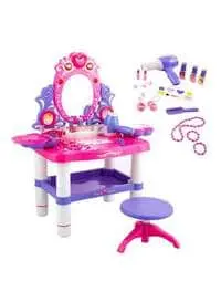 Generic Musical Dressing Table Playset With Accessories Bundle, Pink/White/Purple, Hk-7523