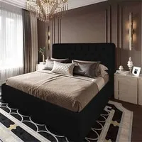 هيكل سرير كتان من In House Lujin - مفرد - 200×120 سم - أسود