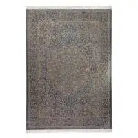 In House Soft Velvet Turkish Rectangular Door & Bath Mat - Beige & Blue - 60x40cm