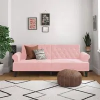 In House Nutella 2 In 1 Sofabed Velvet Upholstered - Light Pink