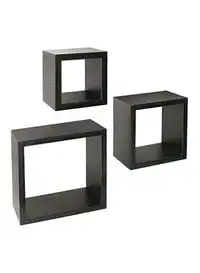 Greenco 3-Piece Floating Cube Shelve Grey 9.1x4.1x9.1inch