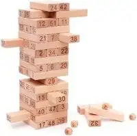 Generic 51 قطعة من خشب الزان، مجموعة مكعبات البناء، لوحة التراص، شكل لعبة تعليمية للتعرف على الأرقام للأطفال