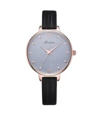 Meibin Analog Wrist Watch Leather Water Resistant For Women, M1168-BRG